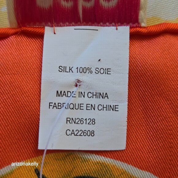 NWT Echo Silk Scarf Oranges Vintage Hand Rolled Edges Citrus - Picture 6 of 10
